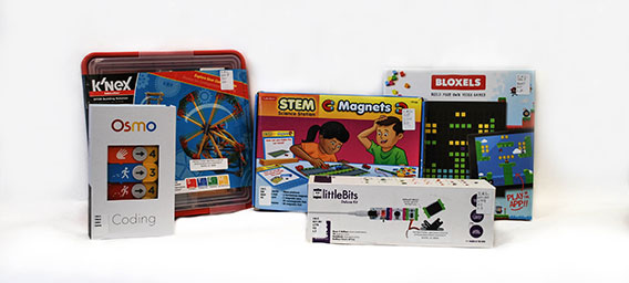 Bloxels, magnets, K'Nex, and other STEM manipulatives